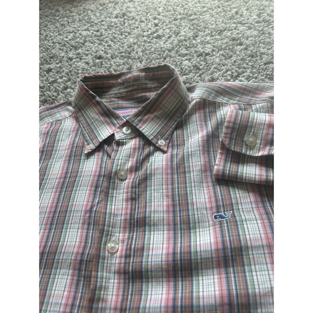 Vineyard Vines Men's L Cotton Whale Shirt Multi Color Plaid Long Slv Button Down